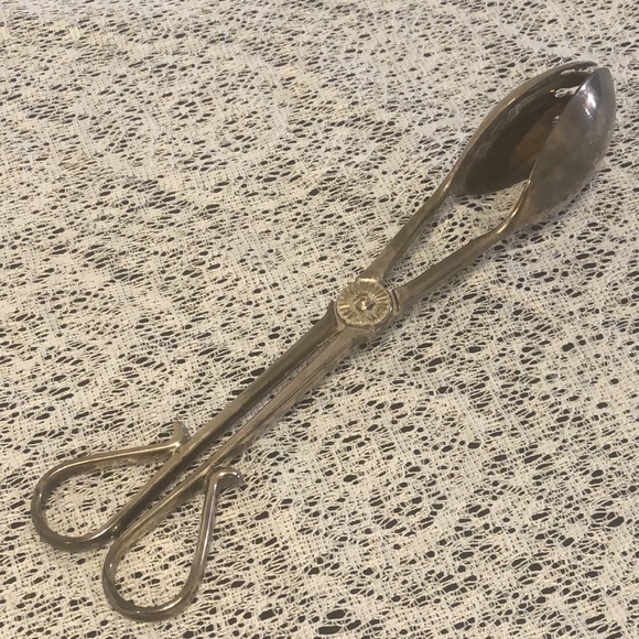 Vintage Silverplate E.P. Zinc Tongs Salad Pastry Sandwich Cake Server - Picture 9 of 9